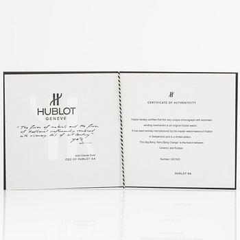 Hublot, Big Bang, Aero Bang Orange, "Limited Edition", Skeleton, chronograph, wristwatch, 44 mm.