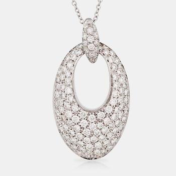 1224. A brilliant-cut diamond pendant with chain. Total carat weight circa 3.50cts.