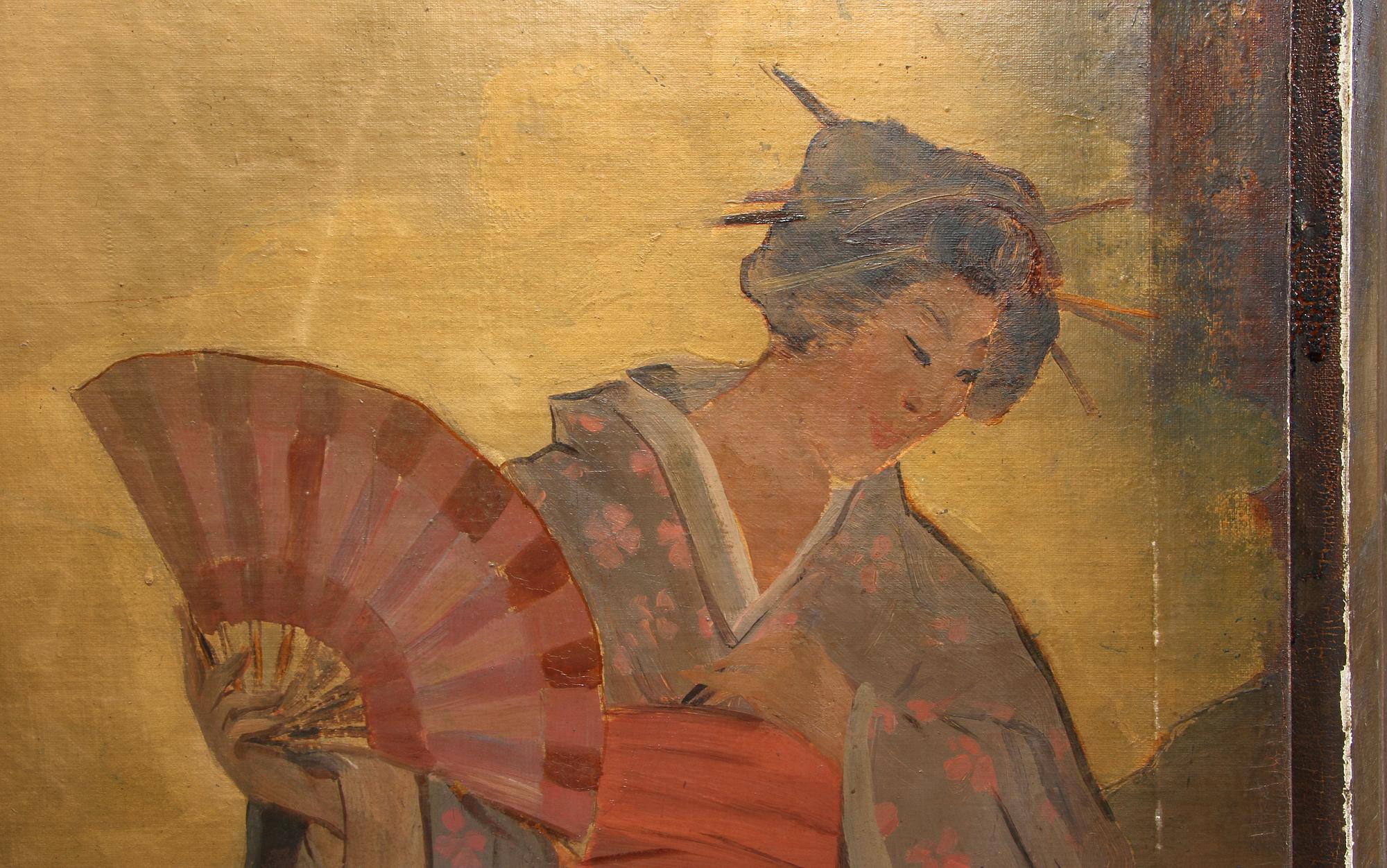 VÄGGSKÄRM, Elisabeth Warling, sign, omkring sekelskiftet 1800/1900.