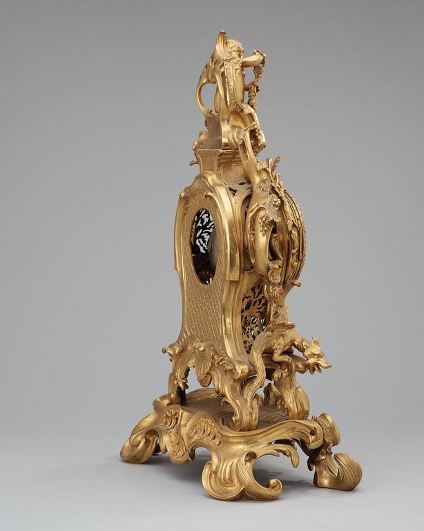 A neo Rococo 19th century gilt bronze mantel clock.