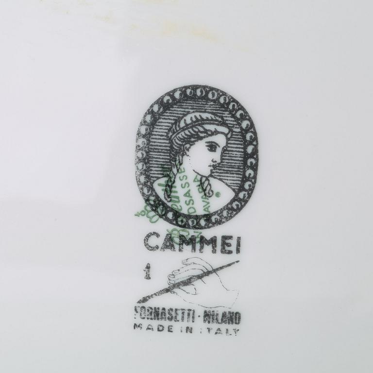 Piero Fornasetti, a set of six "Cammei" porcelain plates, Milano, Italy.