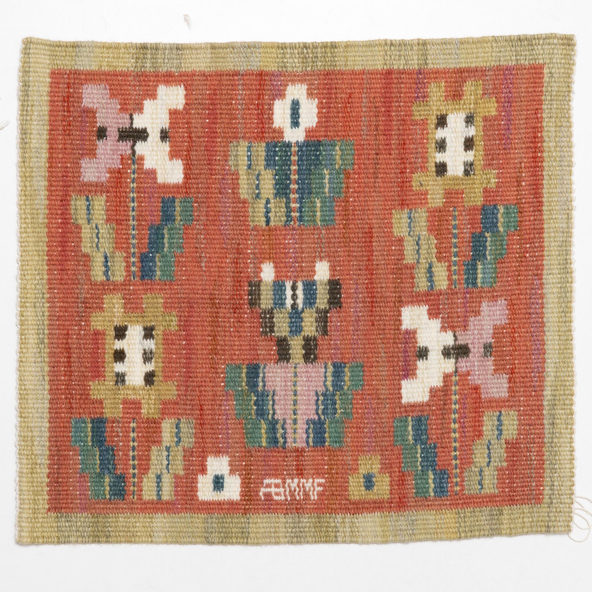 Märta Måås-Fjetterström, A flat weave textile, "Blommor på röd botten", after 1941.