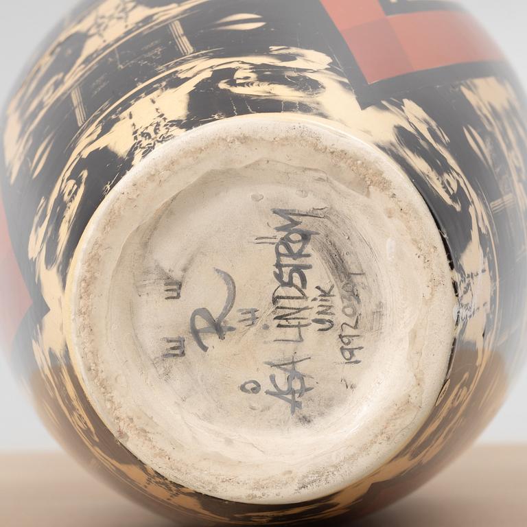 Åsa Lindström, unik golvvas, keramik, Rörstrand, 1992.