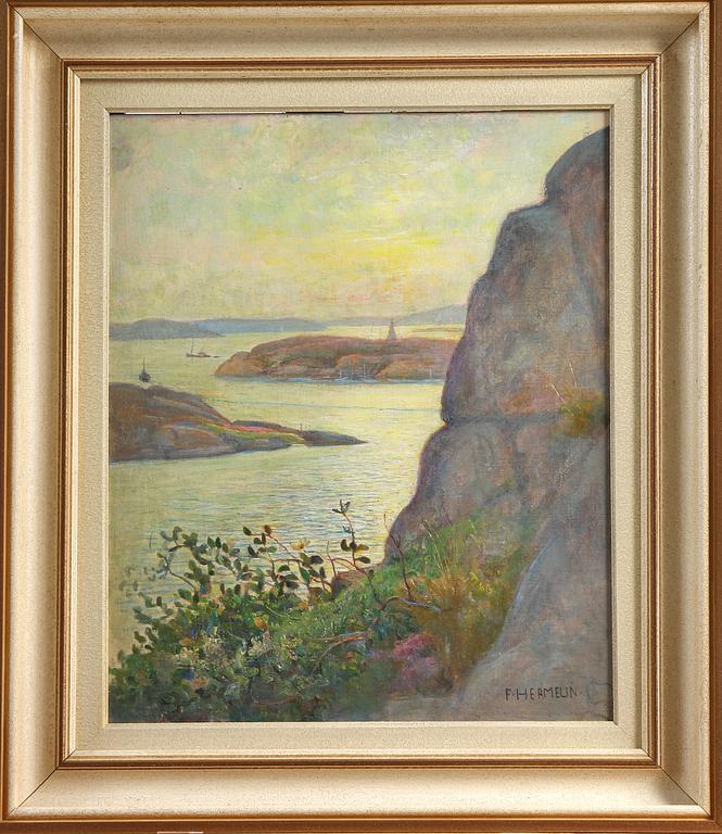 FOLKE HERMELIN, olja på pannå, sign.