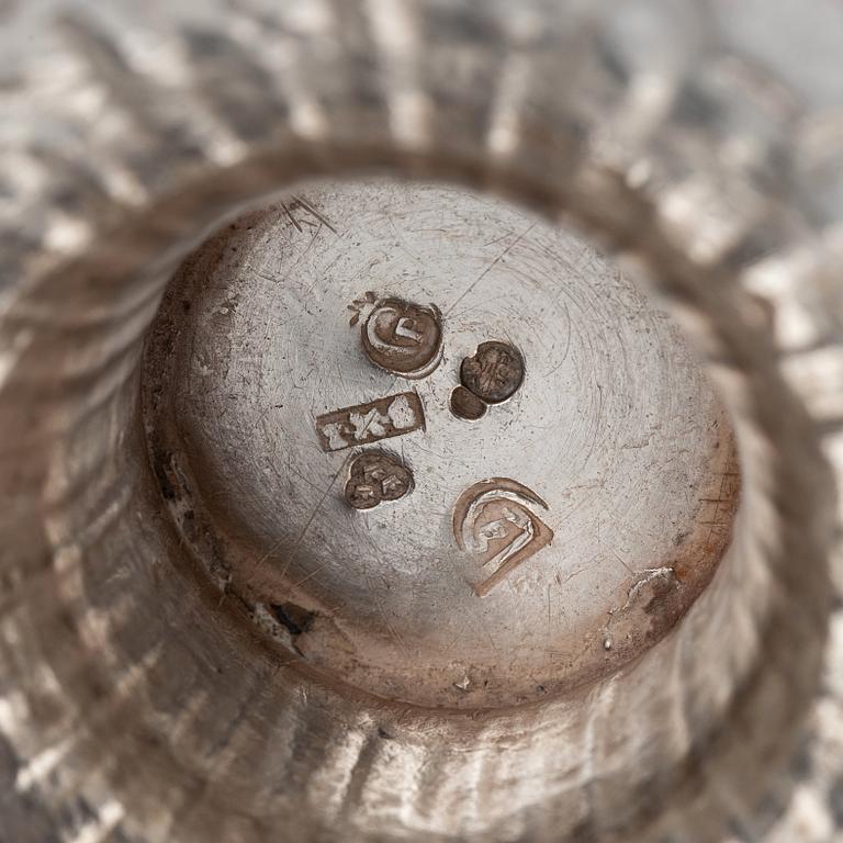 A pair of Swedish Gustavian silver sugar-bowls, mark of Johan Malmstedt, Gothenburg 1786.