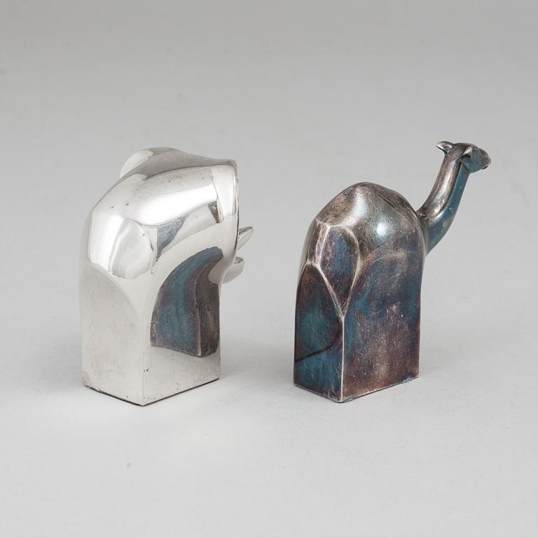 Two electro plated zinc figurines from Dansk Designs, Japan.