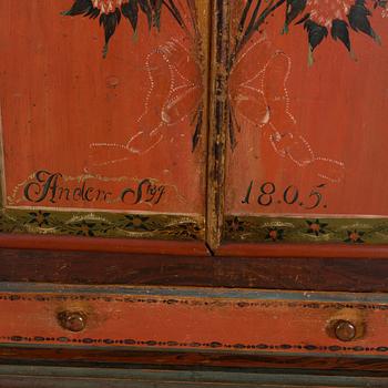 A PAINTED PINE CUPBOARD DATED FROM 1805 JÄMTLAND, SWEDEN.