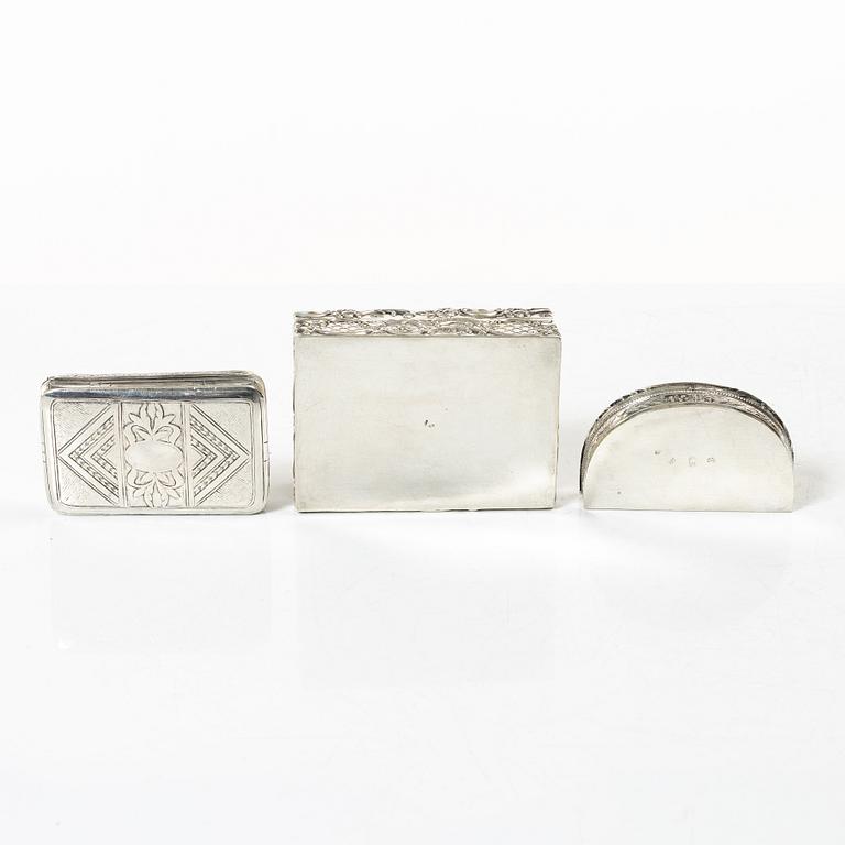 Three silver boxes with lid, Central Europe 18th/19th century.