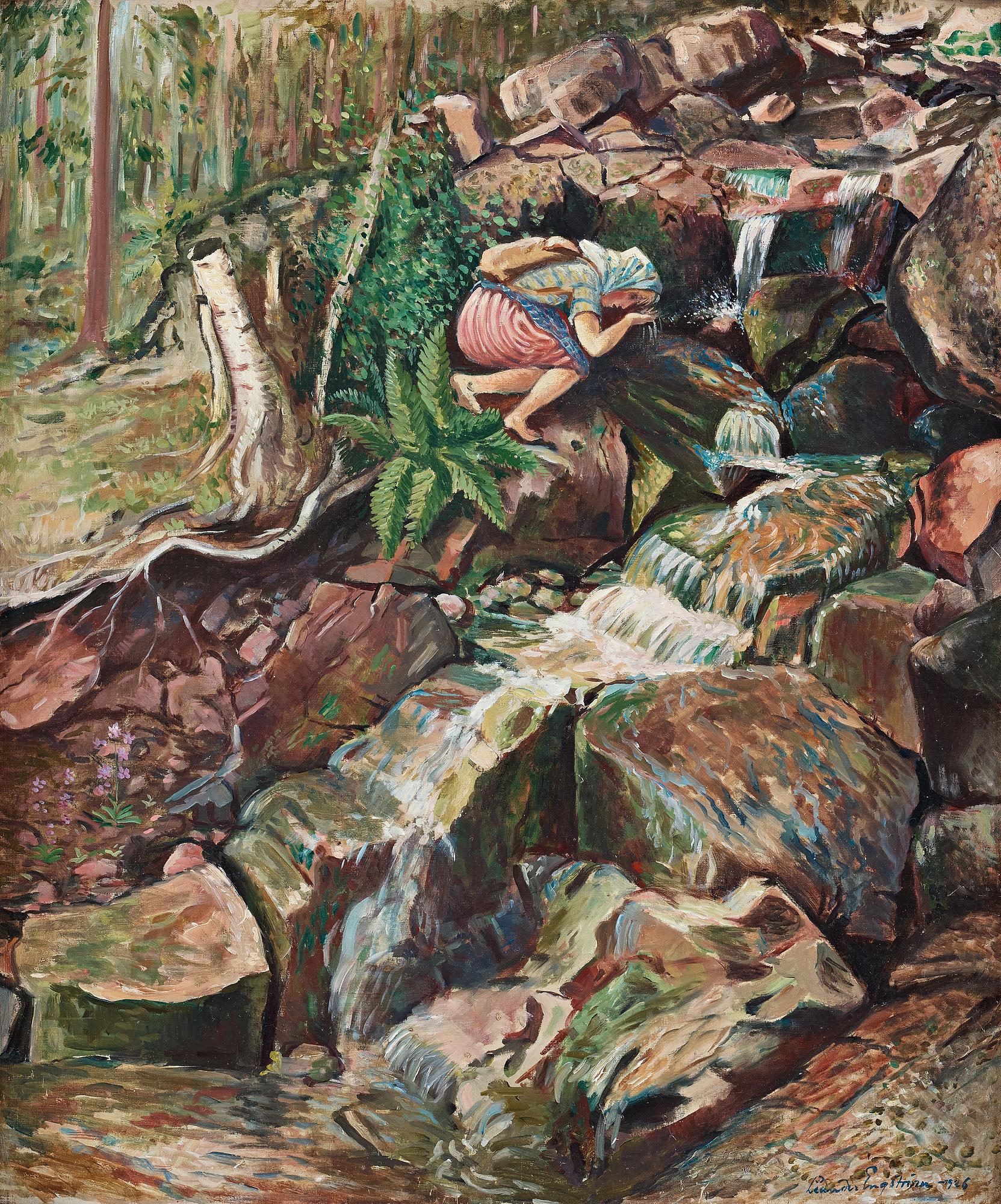 Leander Engström, Rinnande bäck med flicka.