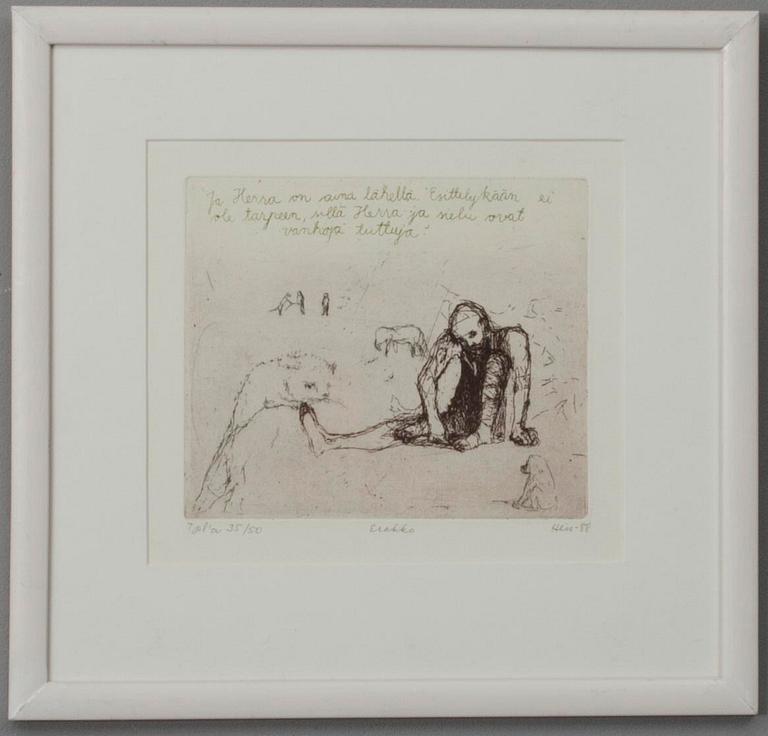 OUTI HEISKANEN, etsning, signerad och daterad -88, numrerad Tpl'a 33/50.