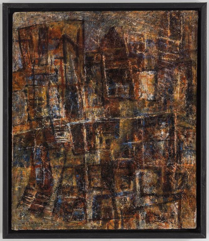 MILTON GOLDRING, oil on canvas mounted on board, signed and dated 51.