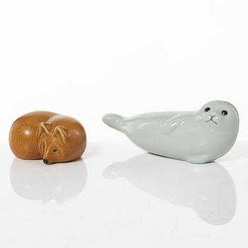 Lisa Larson, a set of six stoneware figurines, Gustavsberg.