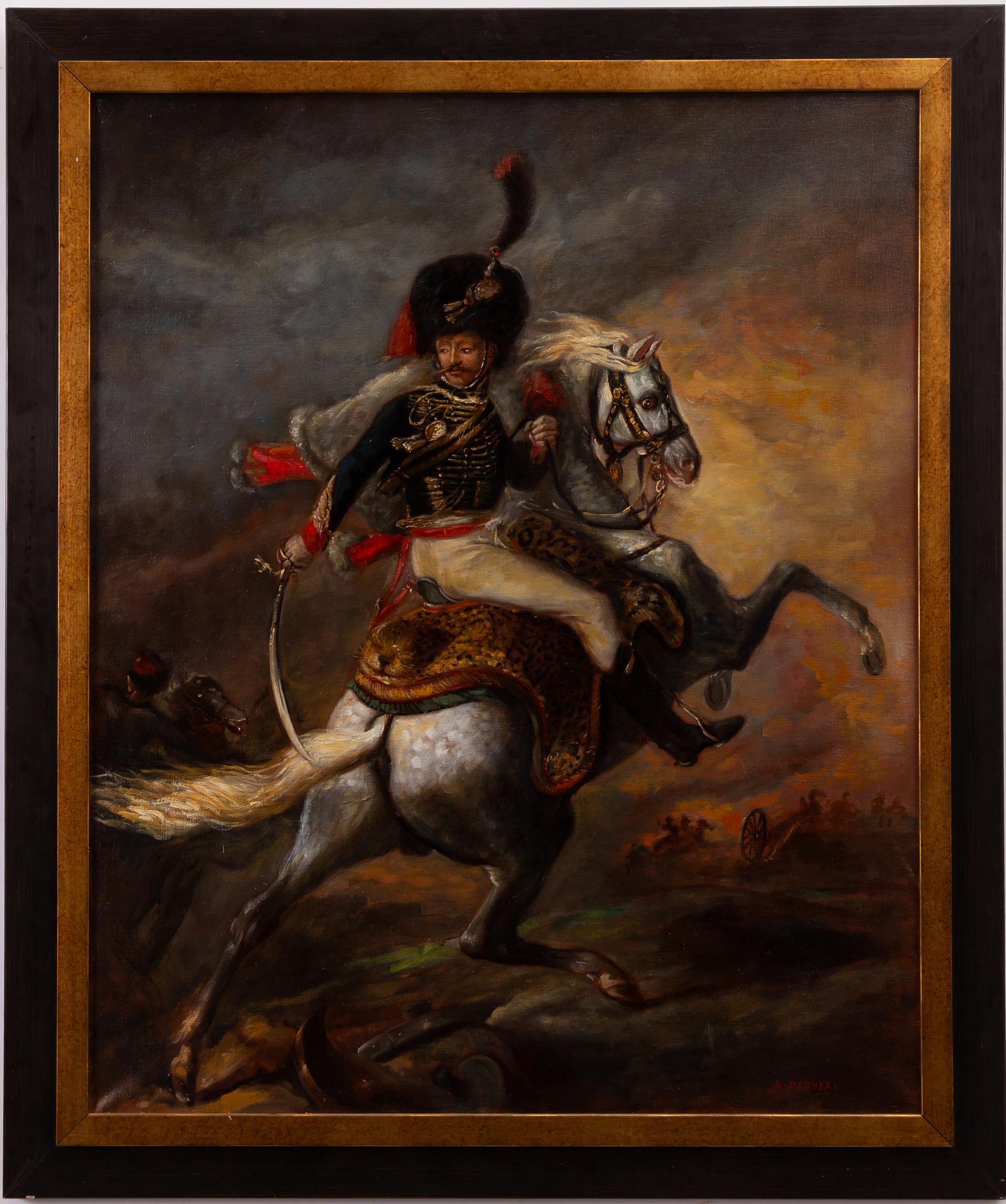 Jean-Louis-André-Théodore Géricault, copy after, " Officier de chasseurs à cheval de la garde impériale chargeant".