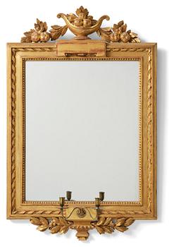 350. A late Gustavian two-branch giltwood girandole mirror, circa 1800.