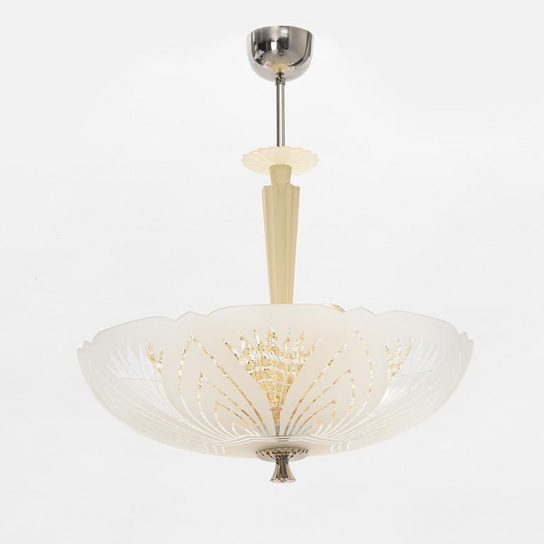 An Orrefors glass ceiling light, mid 20th Century.