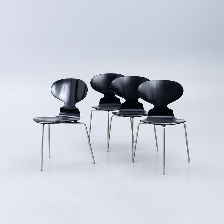 Arne Jacobsen, Stolar, 4 st, "Myran", Fritz Hansen, Danmark 1950/60-tal.