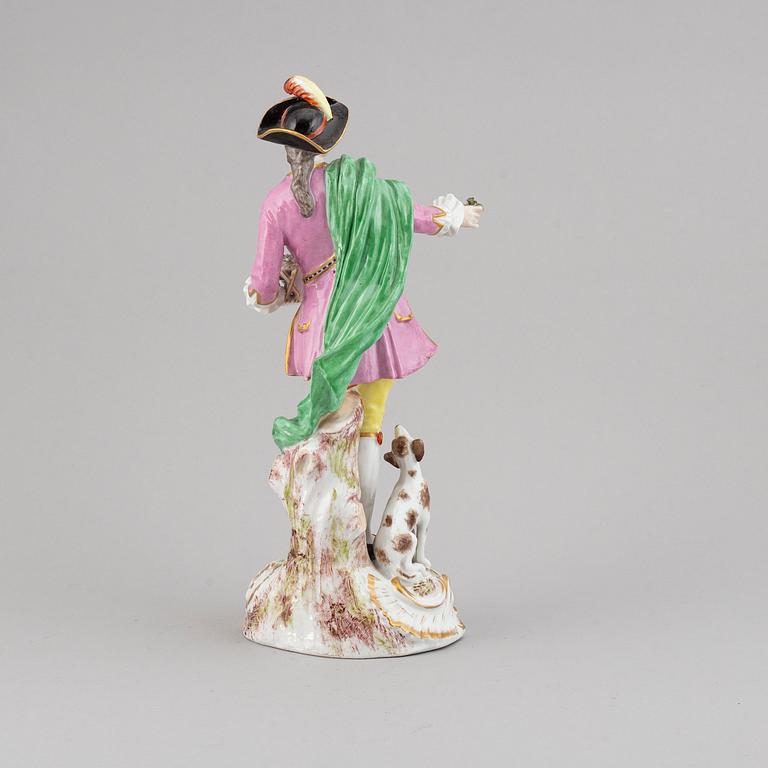 A porcelain figurine, with a Meissen like mark, second half of the 20th century.