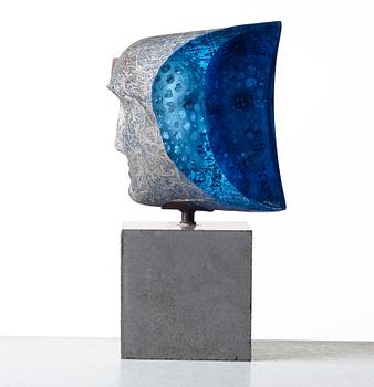 Bertil Vallien, a unique sand cast glass sculpture of a "Janus" head, Kosta Boda, Sweden.