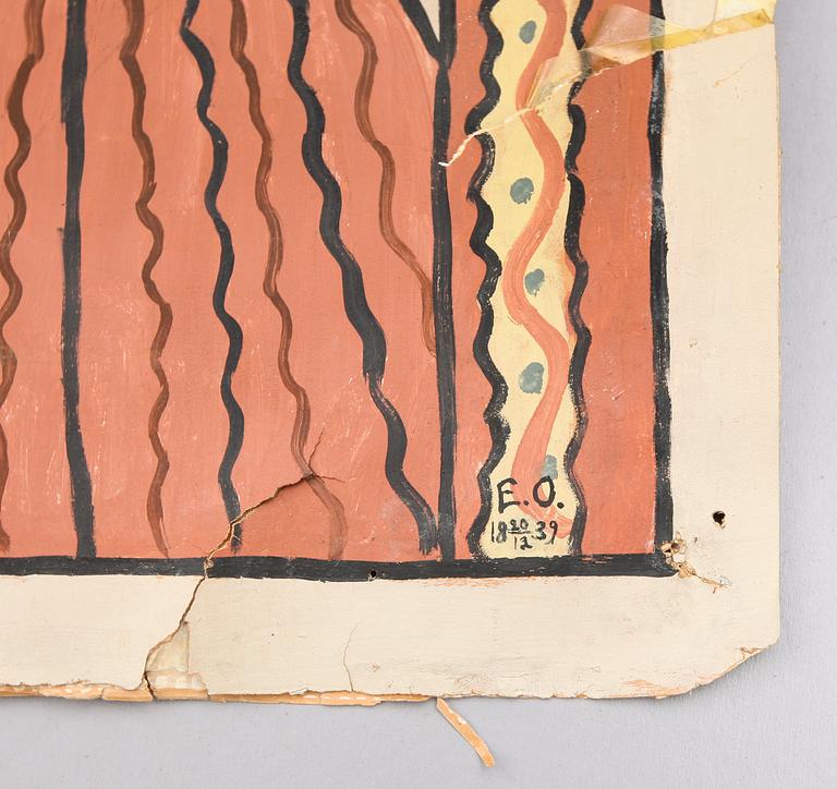 BONAD, målad på papper, Sunnebo, monogramsignering EO och datering 1839.