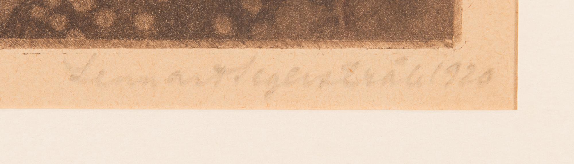 LENNART SEGERSTRÅLE, etching, signed and dated 1920, marked "Eget tryck".