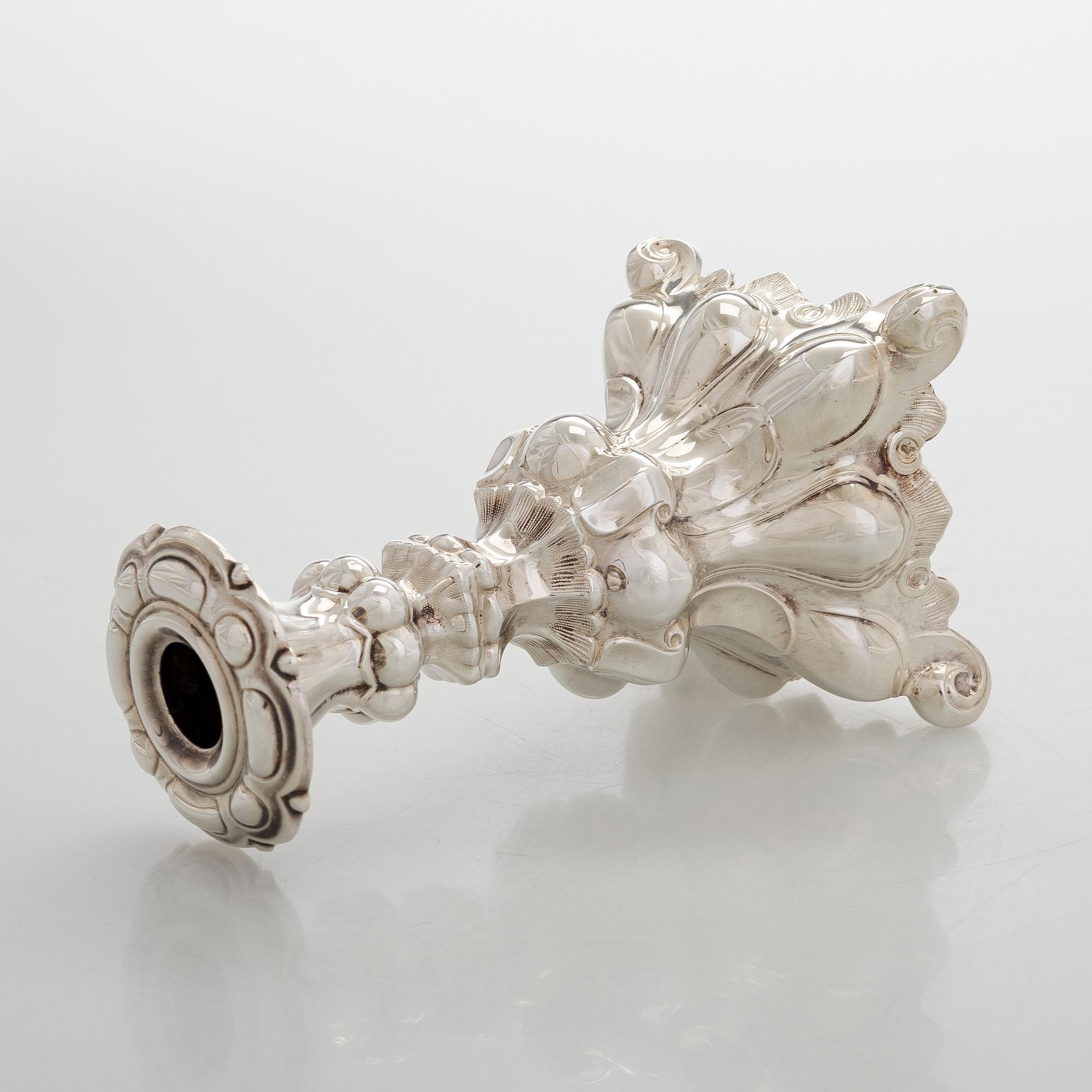 A baroque style silver candlestick, Kultakeskus, Tavastehus, 1990.