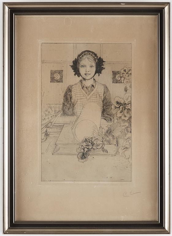 CARL LARSSON, etching, II state of II (III), 1917, signed.