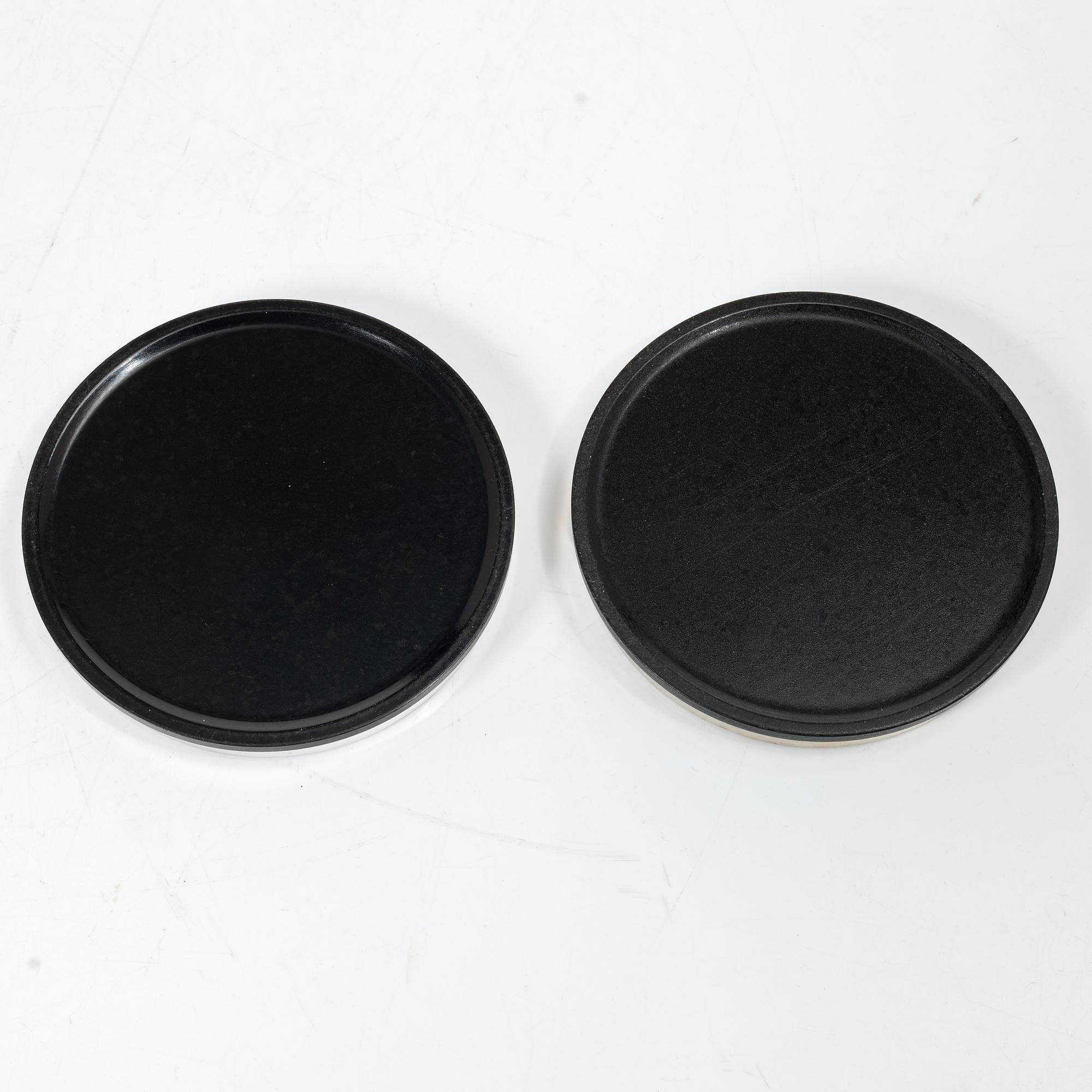 Guldsmedsaktiebolaget (GAB), Ashtrays, 4 pieces, silver and Bakelite, Stockholm, 1946–1968.