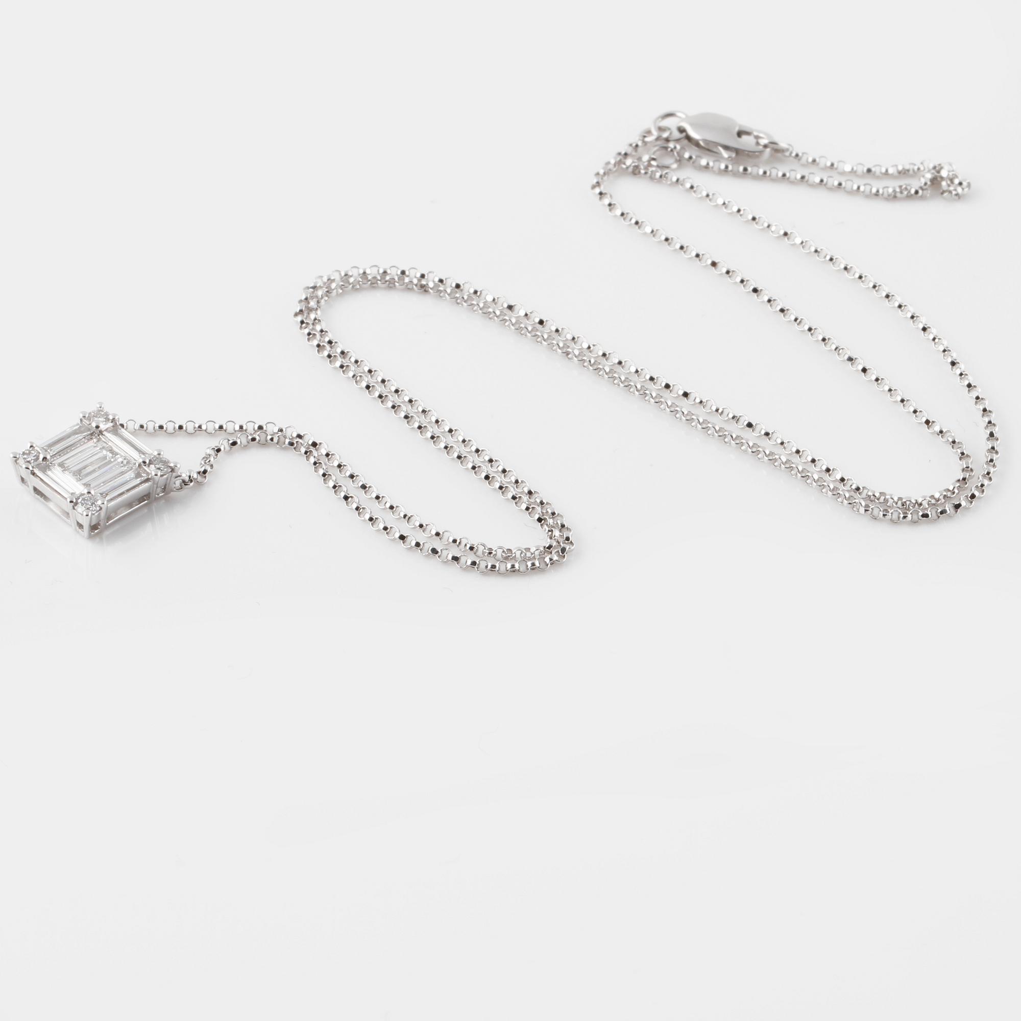 COLLIER, med baguette och briljantslipade diamanter ca 0.60 ct.