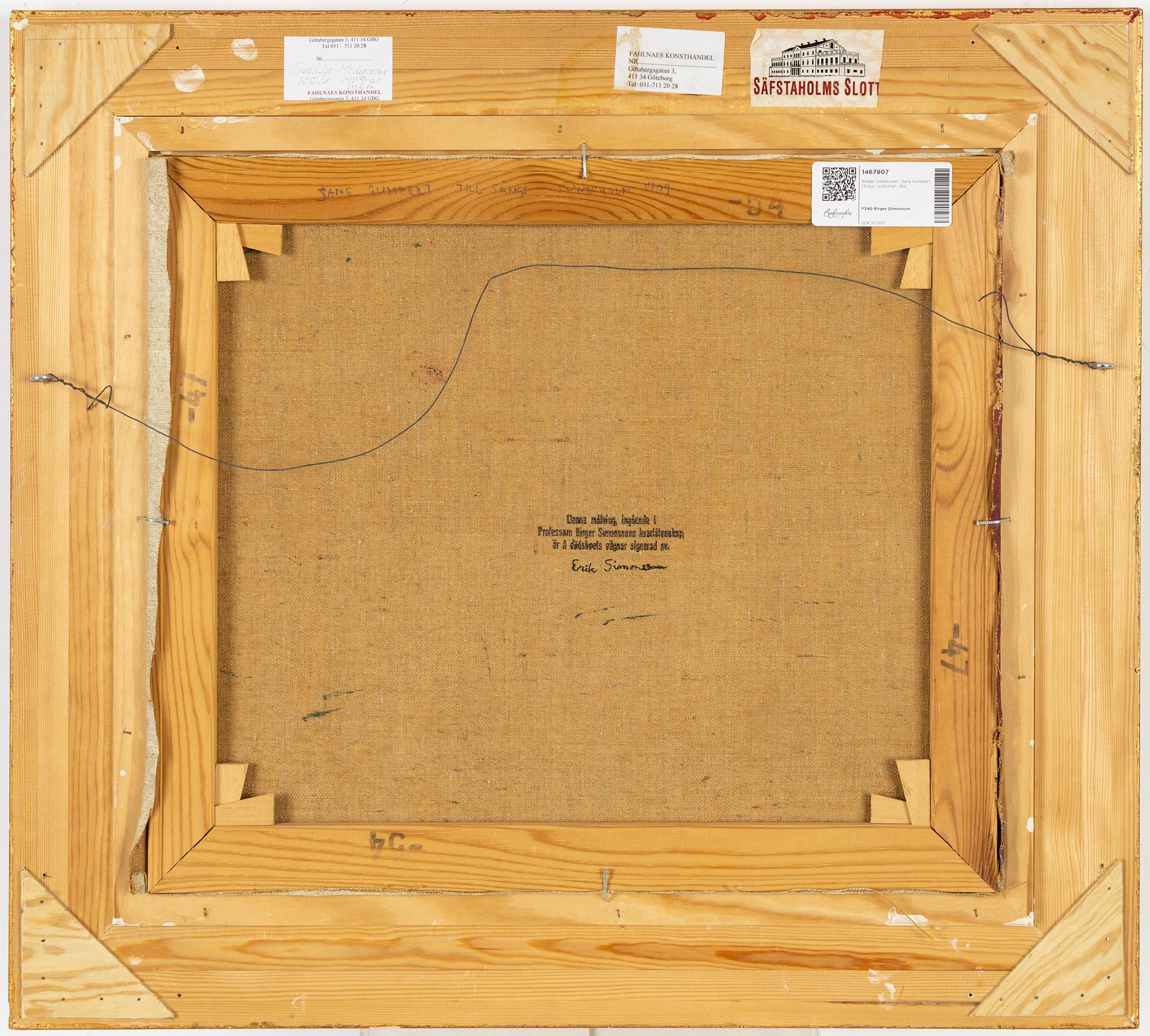 Birger Simonsson, oil on canvas, signed by the estate.