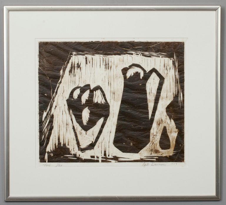 AHTI LAVONEN, träsnitt 1/20, signerad och daterad 1956.