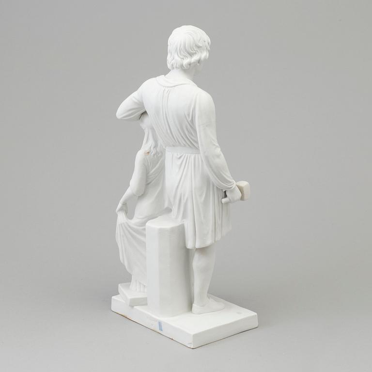 A bisquit sculptur after Thorvaldsen 'Thorvaldsen leaning on Hope', Royal Copenhagen, Denmark, 19th Century.