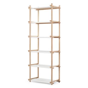 Hay, an oak and white lacquered steel shelf, contemporary production.