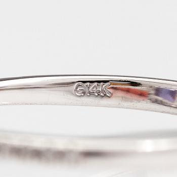 A 14K white gold ring with a ca. 2.50 ct tanzanite and ca. 0.25 ct of brilliant cut diamonds.