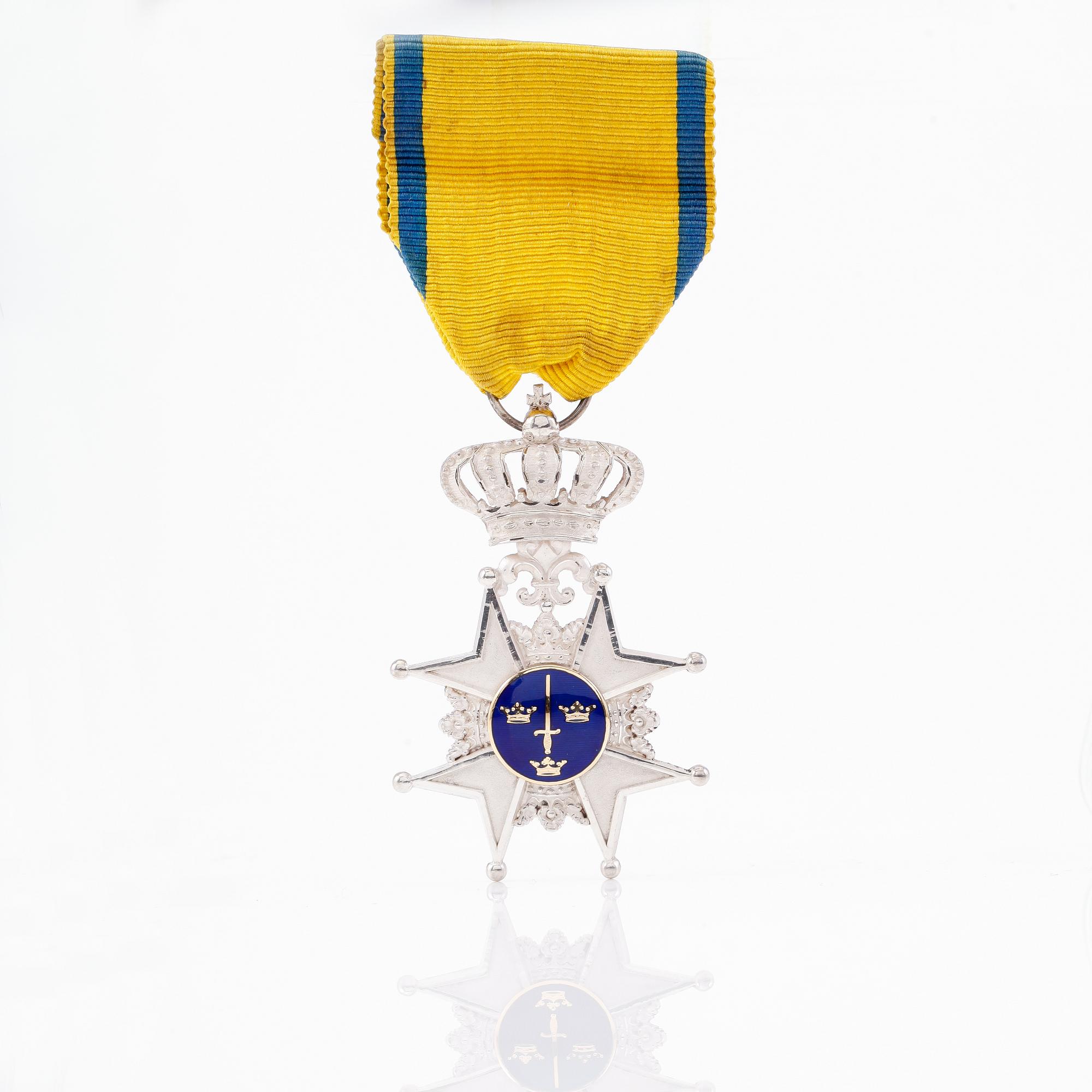 ORDERNSTECKEN, silver och emalj, Pro Patria, Svärdsorden, C.F Carlman. Vikt ca 16 gram.