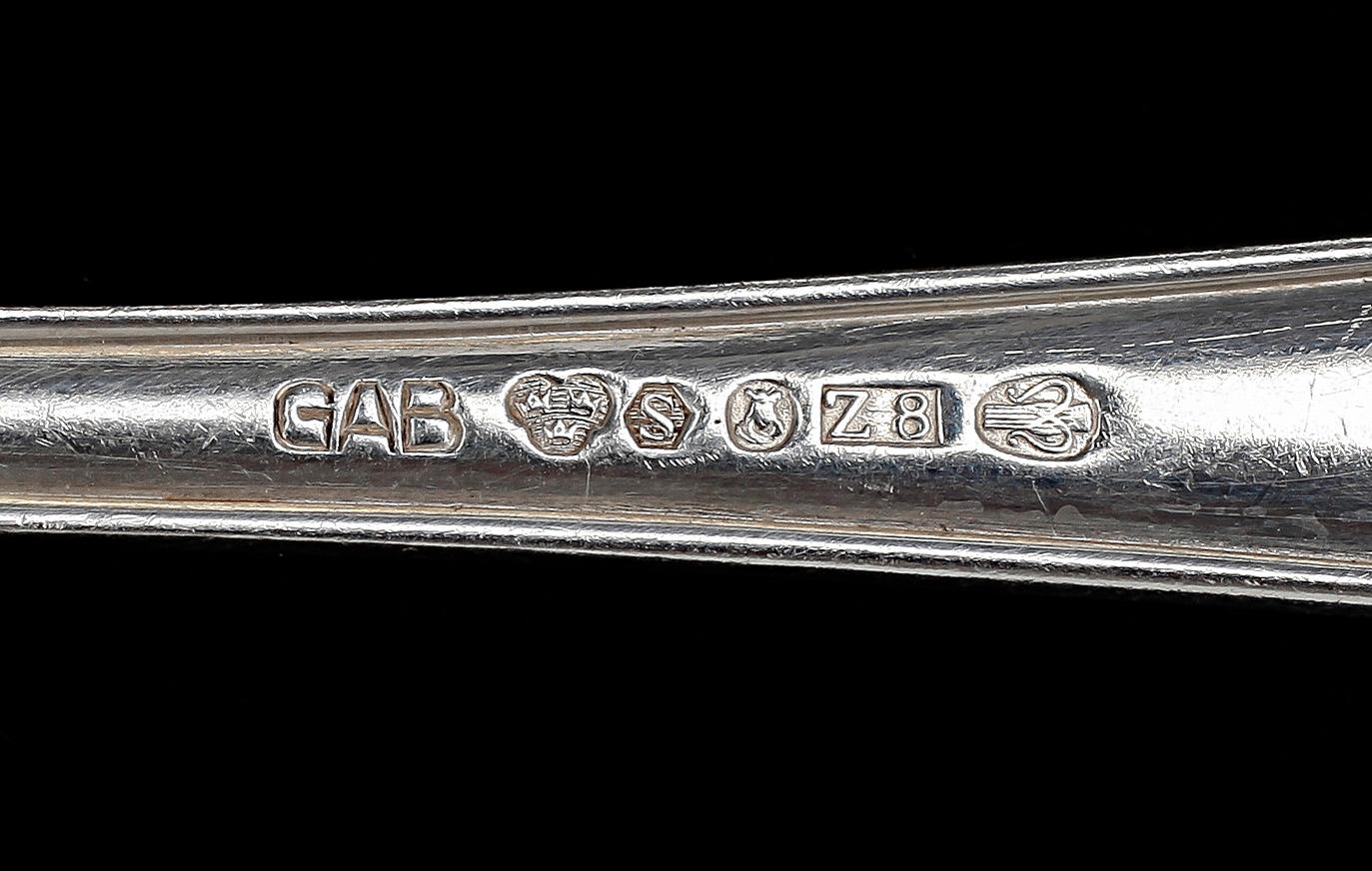 BESTICKUPPSÄTTNING, silver, ca 129 delar, GAB, Stockholm, 1945. Totalvikt ca 4273 g.