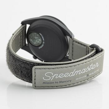 Swatch/Omega, MoonSwatch, Mission to Mercury, chronograph, wristwatch, 42 mm.