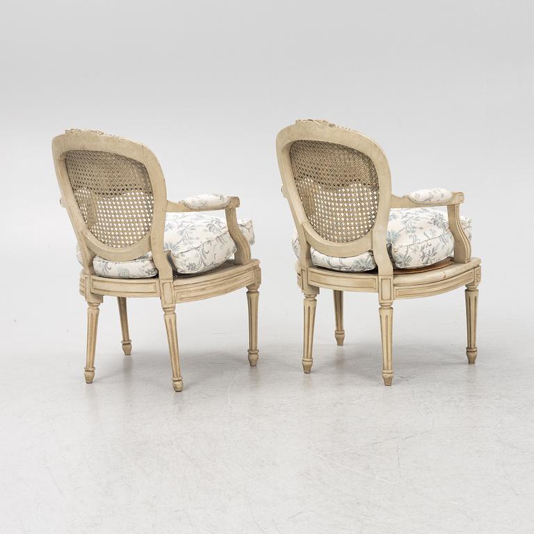 A pair of French Louis XVI-style chairs, 19th Century.