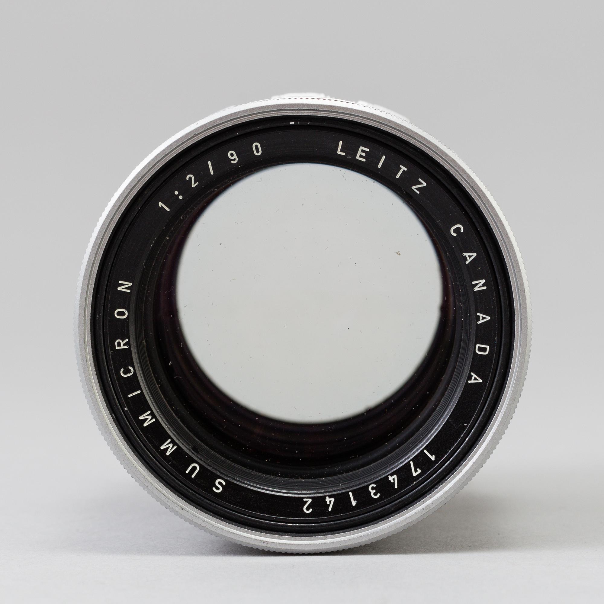 OBJEKTIV, Summicron 1:2/90 nr 1743142, formgivet av Walter Mandler, Leitz Canada. Med visoflex.