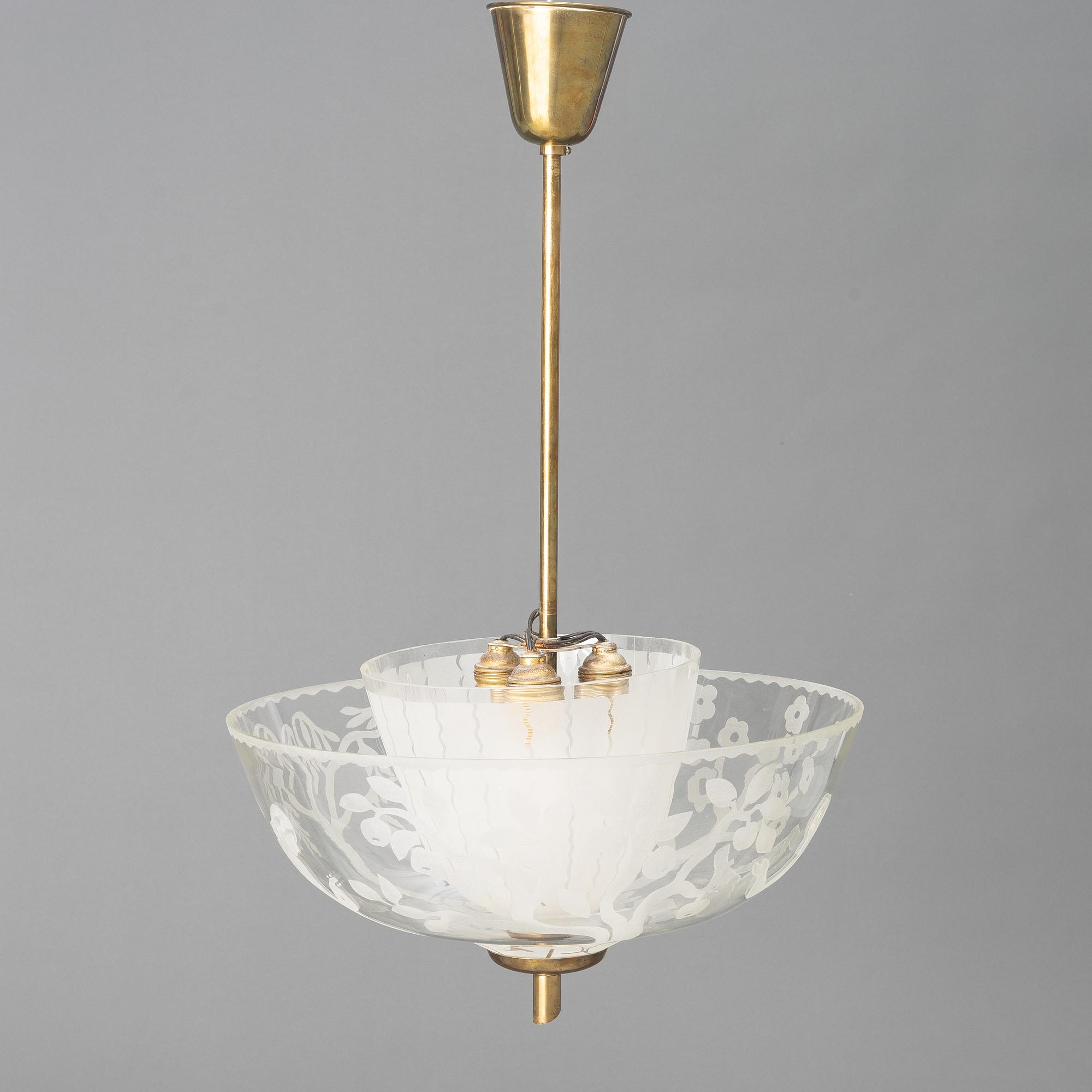 Erik Kinell, taklampa, Glössner & Co, Swedish Modern, 1940-tal.
