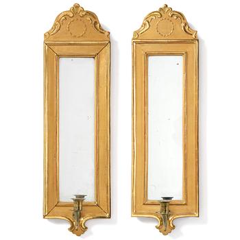 119. A pair of Gustavian giltwood one-light girandoles by J. P. Helin (master in Stockholm 1763-94).
