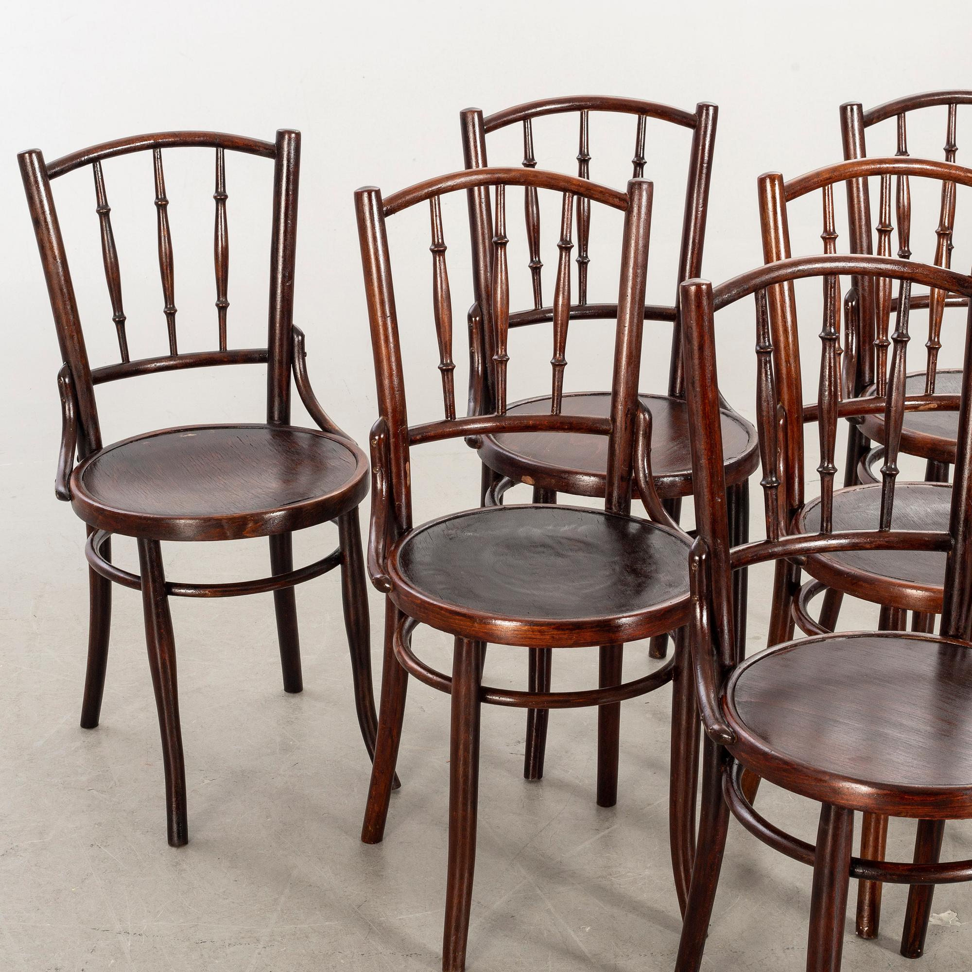 STOLAR, 6 st, mestadels Thonet-Mondus, omkring 1900.
