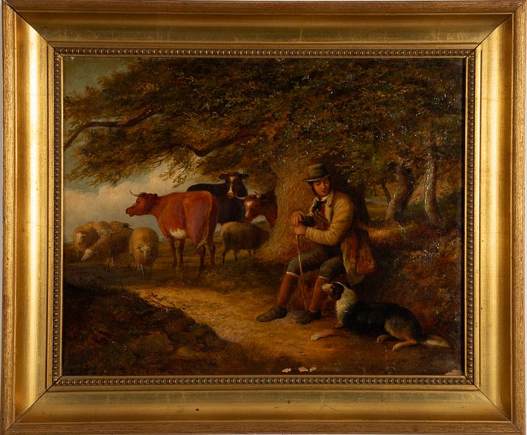 Engelsk konstnär, 1800-tal, Herde med hund.