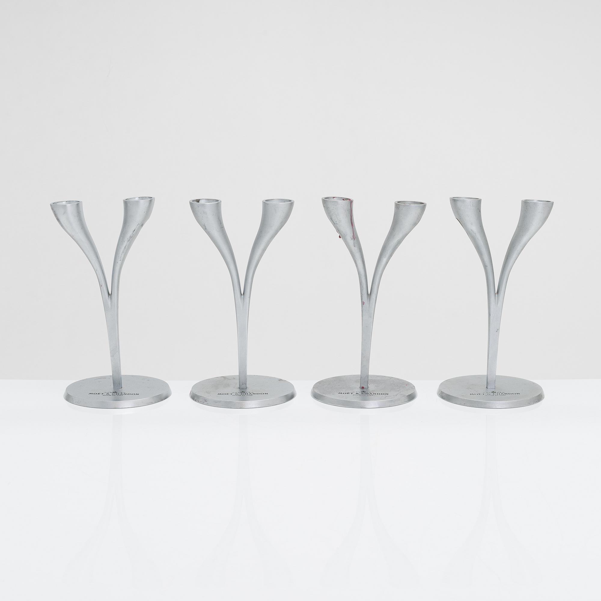 Philppe Di Méo, Candlesticks/ champagne glass holders, 4 pcs, Moët & Chandon.