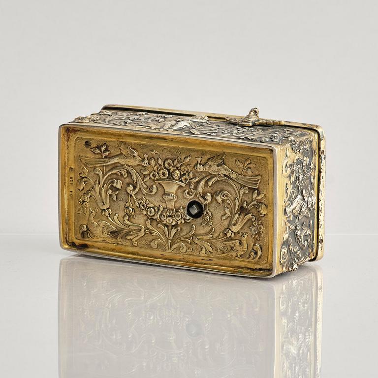 Music box. gilded 800 silver. Germany, late 19th/early 20th century.