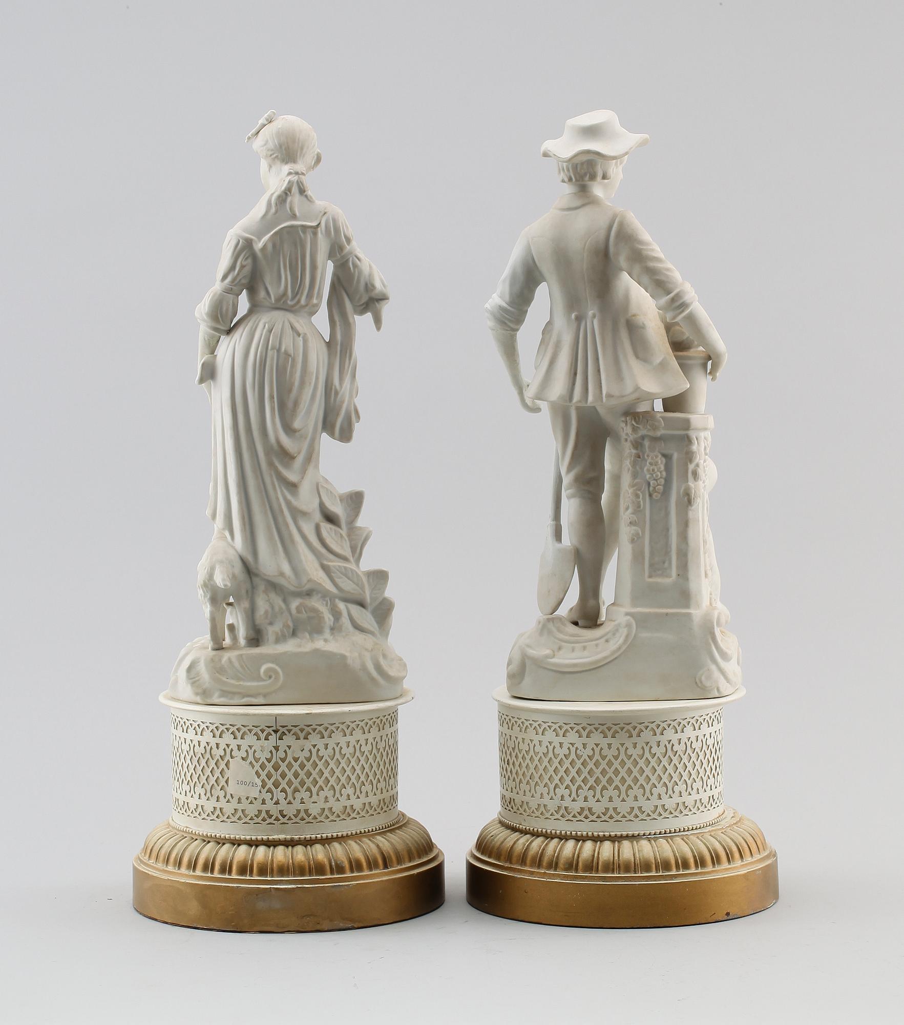 FIGURER, 1 par, parian, England, 1900-tal..