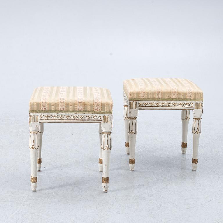 Stools, a pair of Gustavian, second half of the 18th century.
