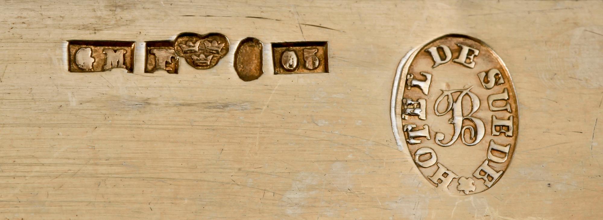 KNIVAR SAMT GAFFLAR, 6+6, silver resp nysilver, Möllenborg-Feron resp CR Carlström, 1860-tal resp tidigt 1900-tal.