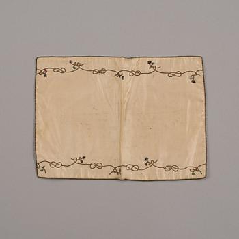 PLÅNBOK, SIDEN. 18,5 x 13 cm. Europa, omkring 1800.