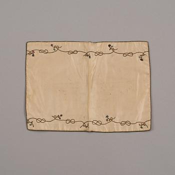 WALLET, SILK. 18,5 x 13 cm. Europe, around  1800.