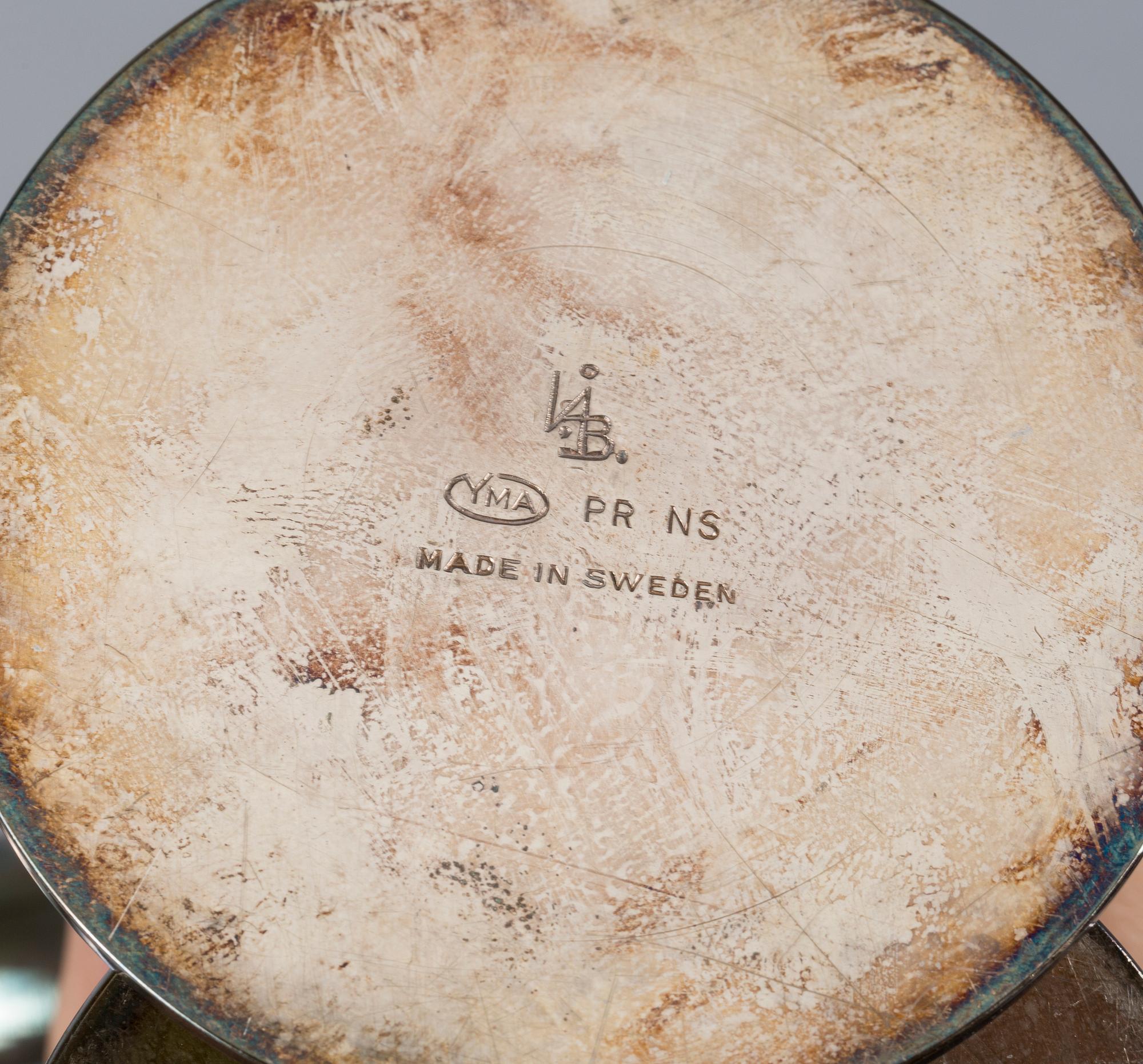 LJUSSTAKAR, ett par, nysilver, "Liljan", Ivar Ålenius Björk, Ystad Metall.